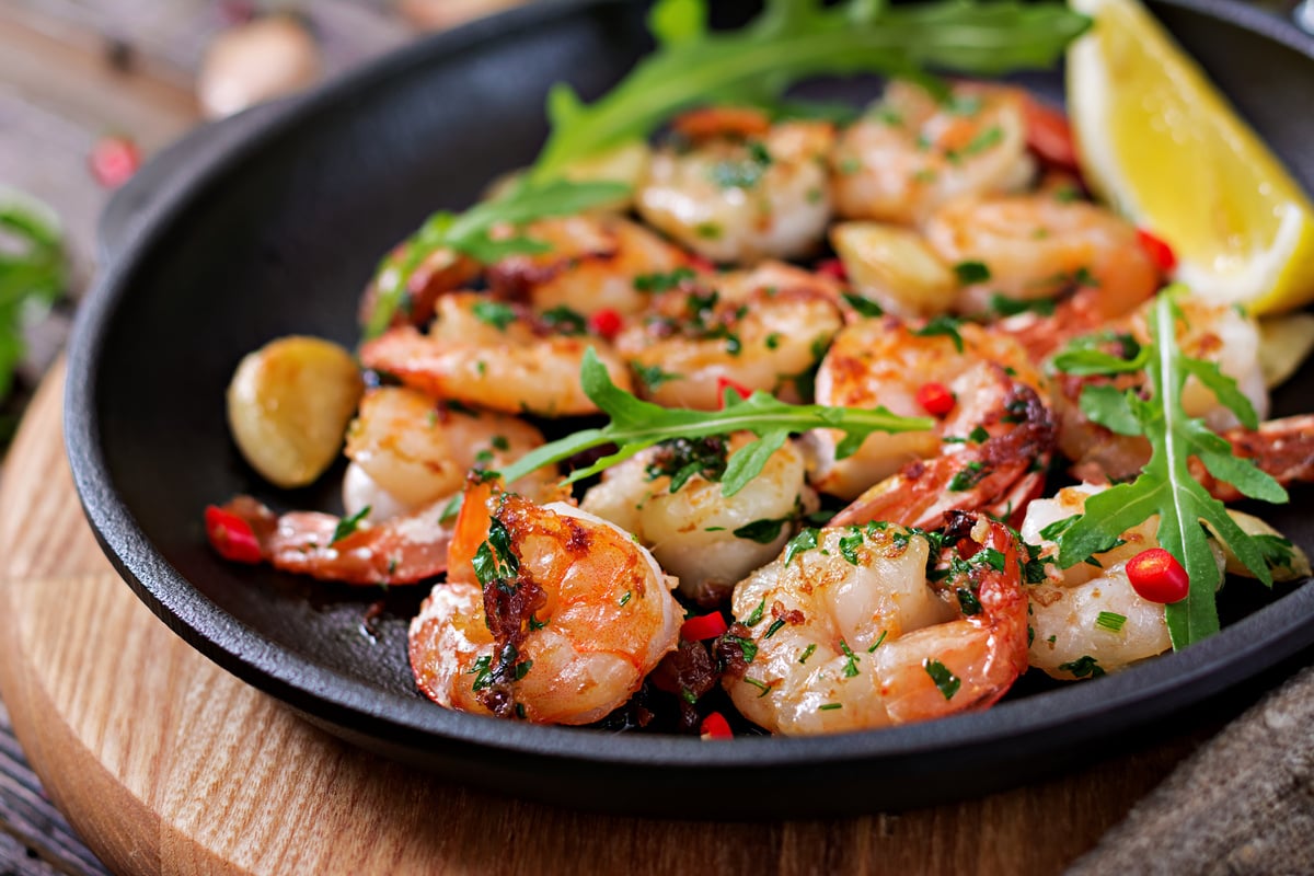 Prawns Shrimps Roasted in Garlic Butter 