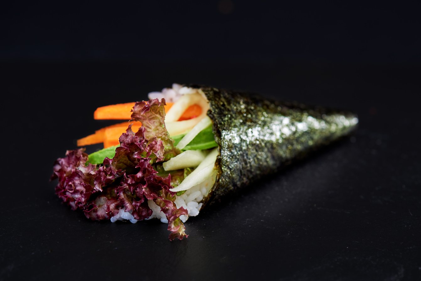 Temaki Sushi on Black Background