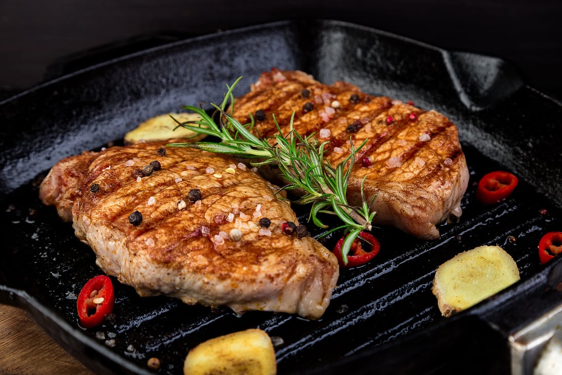 Grilled Pork Steak in Grill Pan